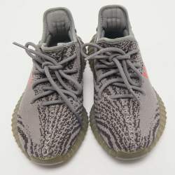 Yeezy x Adidas Grey Knit Fabric Boost 350 V2 Beluga Sneakers Size 38