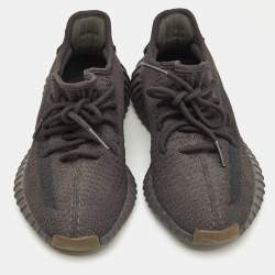 Pre Owned Yeezy x Adidas Black Knit Fabric Boost 350 V2 Cinder Sneakers Size 38