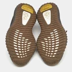 Pre Owned Yeezy x Adidas Black Knit Fabric Boost 350 V2 Cinder Sneakers Size 38