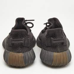 Pre Owned Yeezy x Adidas Black Knit Fabric Boost 350 V2 Cinder Sneakers Size 38