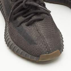 Pre Owned Yeezy x Adidas Black Knit Fabric Boost 350 V2 Cinder Sneakers Size 38