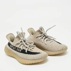 Yeezy x Adidas White Fabric Boost 350 V2 Slate Core Sneakers Size 37 2/3