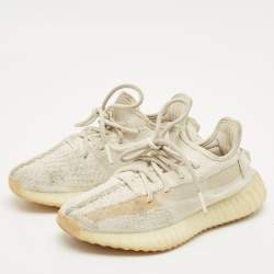 Pre Owned Yeezy x Adidas Cream Knit Fabric Boost 350 V2 Synth Non Reflective Sneakers Size 38