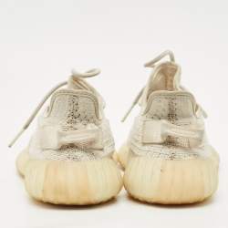 Pre Owned Yeezy x Adidas Cream Knit Fabric Boost 350 V2 Synth Non Reflective Sneakers Size 38