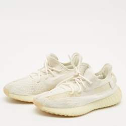 Yeezy x Adidas White Knit Fabric Boost 350 V2 Bone Sneakers Size 38 2/3