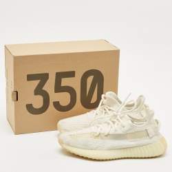 Yeezy x Adidas White Knit Fabric Boost 350 V2 Bone Sneakers Size 38 2/3