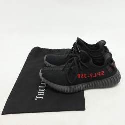 Pre Owned Yeezy x Adidas Black Fabric Boost 350 V2 Slate Core Sneakers Size 37 1/3
