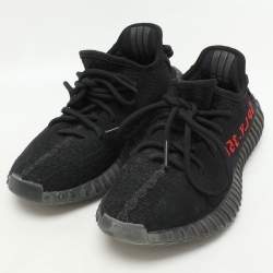 Pre Owned Yeezy x Adidas Black Fabric Boost 350 V2 Slate Core Sneakers Size 37 1/3