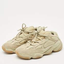 Pre Owned Yeezy x Adidas Green Neoprene and Suede Yeezy 500 Stone Sneakers Size 38