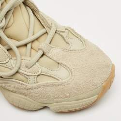 Pre Owned Yeezy x Adidas Green Neoprene and Suede Yeezy 500 Stone Sneakers Size 38