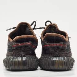 Pre Owned Yeezy x Adidas Black Knit Fabric Boost 350 V2 Black Non-Reflective Sneakers Size 34