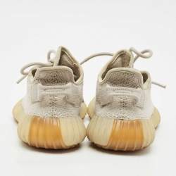 Pre Owned Yeezy x adidas Grey Knit Fabric Boost 350 V2 Sesame Sneakers Size 38