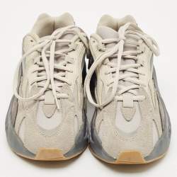 Pre Owned Yeezy x Adidas Grey Suede and Canvas Boost 700 V2 Tephra Sneakers Size 38