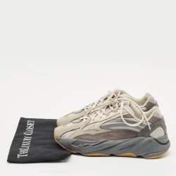Pre Owned Yeezy x Adidas Grey Suede and Canvas Boost 700 V2 Tephra Sneakers Size 38