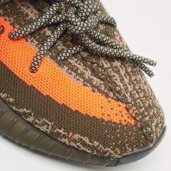 Pre Owned Yeezy x Adidas Grey Knit Fabric Boost 350 V2 Carbon Beluga Sneakers Size 36 2/3