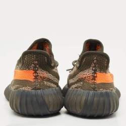 Pre Owned Yeezy x Adidas Grey Knit Fabric Boost 350 V2 Carbon Beluga Sneakers Size 36 2/3