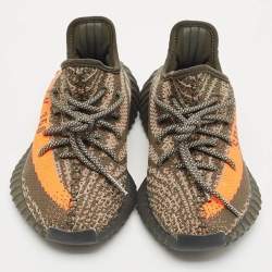 Pre Owned Yeezy x Adidas Grey Knit Fabric Boost 350 V2 Carbon Beluga Sneakers Size 36 2/3