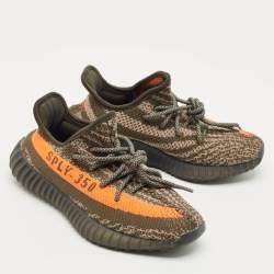 Pre Owned Yeezy x Adidas Grey Knit Fabric Boost 350 V2 Carbon Beluga Sneakers Size 36 2/3