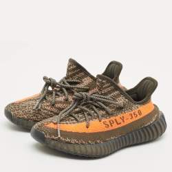 Pre Owned Yeezy x Adidas Grey Knit Fabric Boost 350 V2 Carbon Beluga Sneakers Size 36 2/3