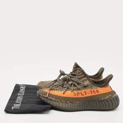 Pre Owned Yeezy x Adidas Grey Knit Fabric Boost 350 V2 Carbon Beluga Sneakers Size 36 2/3