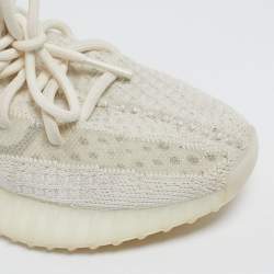 Pre Owned Yeezy x Adidas White Knit Fabric Boost 350 V2 Bone Sneakers Size 40