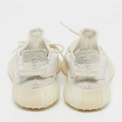 Pre Owned Yeezy x Adidas White Knit Fabric Boost 350 V2 Bone Sneakers Size 40