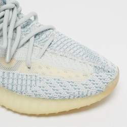 Pre Owned Yeezy x Adidas Blue/White Knit Fabric Boost 350 V2 Cloud White (Non-Reflective) Sneakers 38 2/3