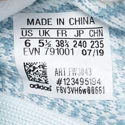 Pre Owned Yeezy x Adidas Blue/White Knit Fabric Boost 350 V2 Cloud White (Non-Reflective) Sneakers 38 2/3
