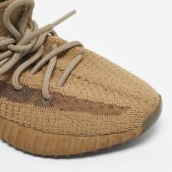 Pre Owned Yeezy x Adidas Brown Knit Fabric Boost 350 V2 Earth Sneakers Size 38 2/3