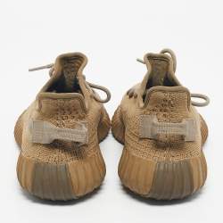 Pre Owned Yeezy x Adidas Brown Knit Fabric Boost 350 V2 Earth Sneakers Size 38 2/3