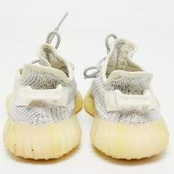 Pre Owned Yeezy x Adidas White/Grey Knit Fabric Boost 350 V2 Static Reflective Sneakers Size 38 2/3