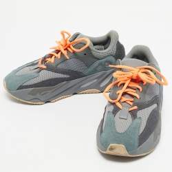 Pre Owned Yeezy x Adidas Grey Suede and Mesh Boost 700 Teal Blue Sneakers Size 38 2/3