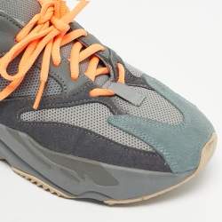 Pre Owned Yeezy x Adidas Grey Suede and Mesh Boost 700 Teal Blue Sneakers Size 38 2/3