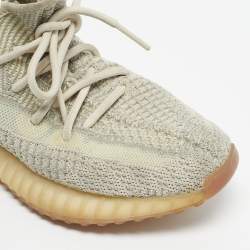 Pre Owned Yeezy x Adidas Pale Green Knit Fabric Boost 350 V2 Citrin (Non-Reflective) Sneakers Size 38 2/3