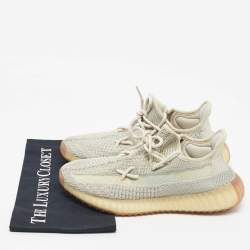 Pre Owned Yeezy x Adidas Pale Green Knit Fabric Boost 350 V2 Citrin (Non-Reflective) Sneakers Size 40 2/3