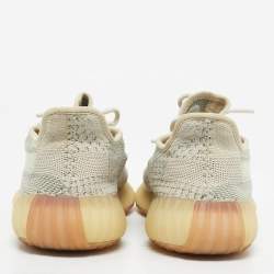Pre Owned Yeezy x Adidas Pale Green Knit Fabric Boost 350 V2 Citrin (Non-Reflective) Sneakers Size 40 2/3