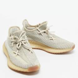 Pre Owned Yeezy x Adidas Pale Green Knit Fabric Boost 350 V2 Citrin (Non-Reflective) Sneakers Size 40 2/3