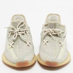 Pre Owned Yeezy x Adidas Pale Green Knit Fabric Boost 350 V2 Citrin (Non-Reflective) Sneakers Size 40 2/3