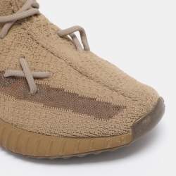 Pre Owned Yeezy x Adidas Brown Knit Fabric Boost 350 V2 Earth Sneakers Size 40