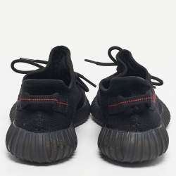 Pre Owned Yeezy x Adidas Black Knit Fabric Boost 350 V2 Bred Sneakers Size 43 1/3