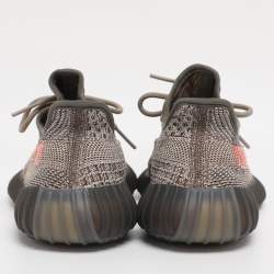 Pre Owned Yeezy x Adidas Grey/Orange Knit Fabric Boost 350 V2 Blue Tint Sneakers Size 39 1/3