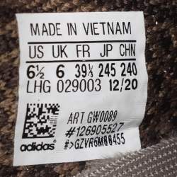 Pre Owned Yeezy x Adidas Grey/Orange Knit Fabric Boost 350 V2 Blue Tint Sneakers Size 39 1/3