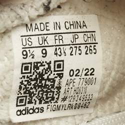 Pre Owned Yeezy x Adidas White Knit Fabric Boost 350 V2 Lace Up Sneakers Size 43.5