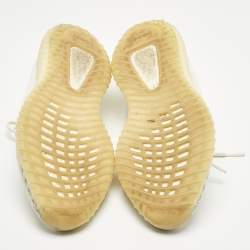 Pre Owned Yeezy x Adidas White Knit Fabric Boost 350 V2 Lace Up Sneakers Size 43.5