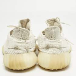 Pre Owned Yeezy x Adidas White Knit Fabric Boost 350 V2 Lace Up Sneakers Size 43.5