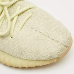 Pre Owned Yeezy x Adidas Light Yellow Knit Fabric Boost 350 V2 Butter Sneakers Size 38 2/3