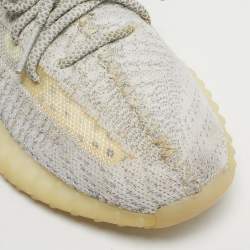 Pre Owned Yeezy x Adidas White/Grey Knit Fabric Boost 350 V2 Static Reflective Sneakers Size 38 2/3