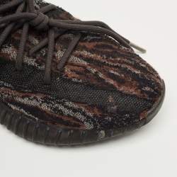 Pre Owned Yeezy x Adidas Brown Knit Fabric Boost 350 V2 MX Rock Sneakers Size 40