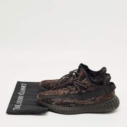 Pre Owned Yeezy x Adidas Brown Knit Fabric Boost 350 V2 MX Rock Sneakers Size 40