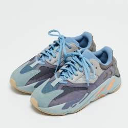 Pre Owned Yeezy x Adidas Multicolor Mesh and Suede Boost 700 Carbon Blue Sneakers Size 38 2/3
